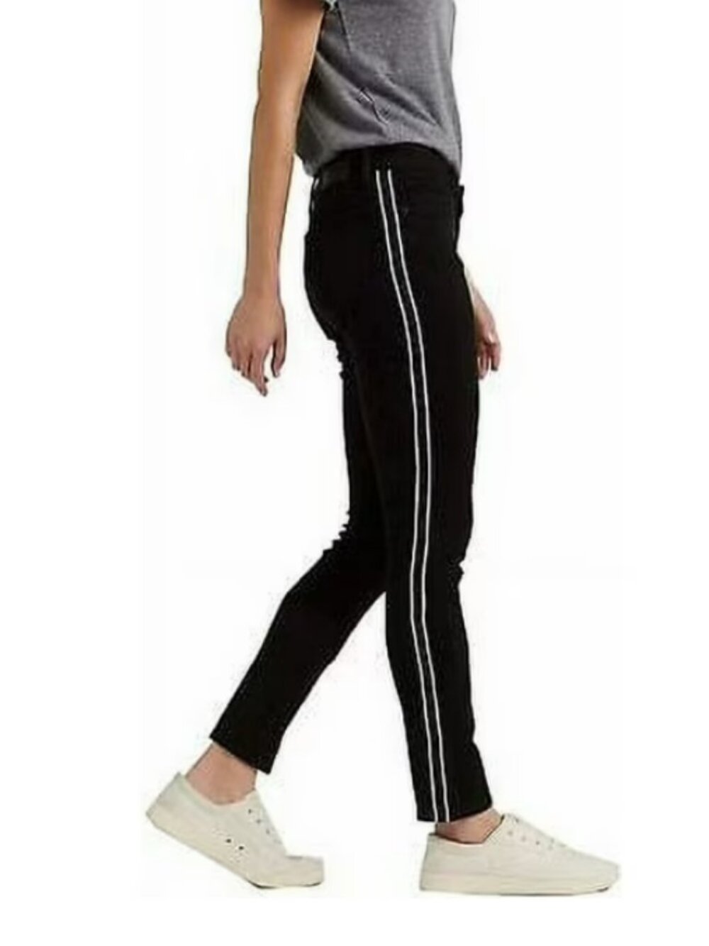 WOMENS LUCKY BRAND LOLITA SKINNY JEANS BLACK W/STRIPE ON LEG - SIZE 2